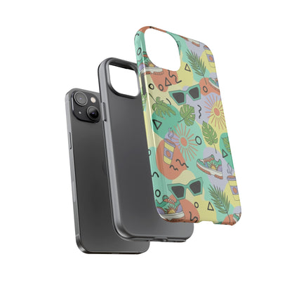 Tropical Summer Phone Case — Retro Sunglasses, Sneakers & Palm Pattern