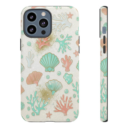 Seashell Coral Phone Case — Pastel Beach Shells Protective Tough Case