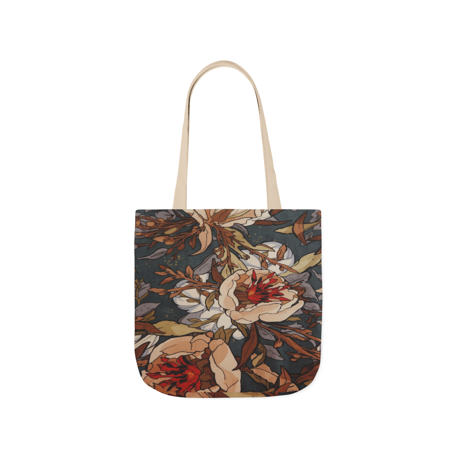 Vintage Floral Canvas Tote Bag — Autumn Rose Market Tote