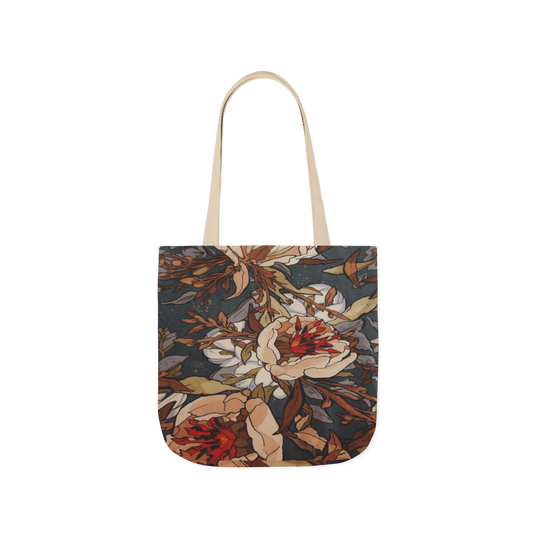 Vintage Floral Canvas Tote Bag — Autumn Rose Market Tote