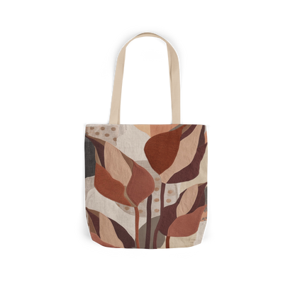 Verdant Mosaic Canvas Tote — Earthy Leaf Collage Bag