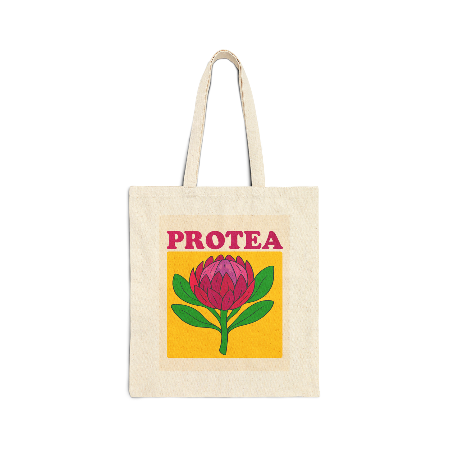 Protea Cotton Canvas Tote Bag, Eco-Friendly Shopping Bag, Gift for Her, Reusable Grocery Bag, Boho Style Book Tote