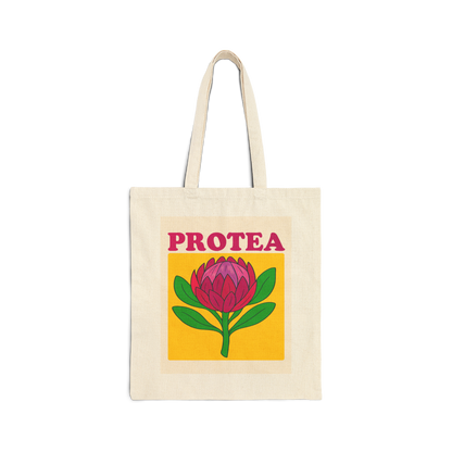 Protea Cotton Canvas Tote Bag, Eco-Friendly Shopping Bag, Gift for Her, Reusable Grocery Bag, Boho Style Book Tote