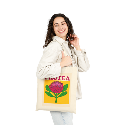 Protea Cotton Canvas Tote Bag, Eco-Friendly Shopping Bag, Gift for Her, Reusable Grocery Bag, Boho Style Book Tote