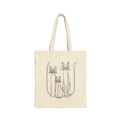 Boho Folk Cat Canvas Tote Bag for Eco-Friendly Shopping, Great for Everyday, Gifts, and Books