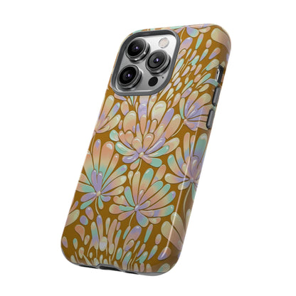 Floral Burst Tough Phone Case – Gold Pastel Botanical Protection