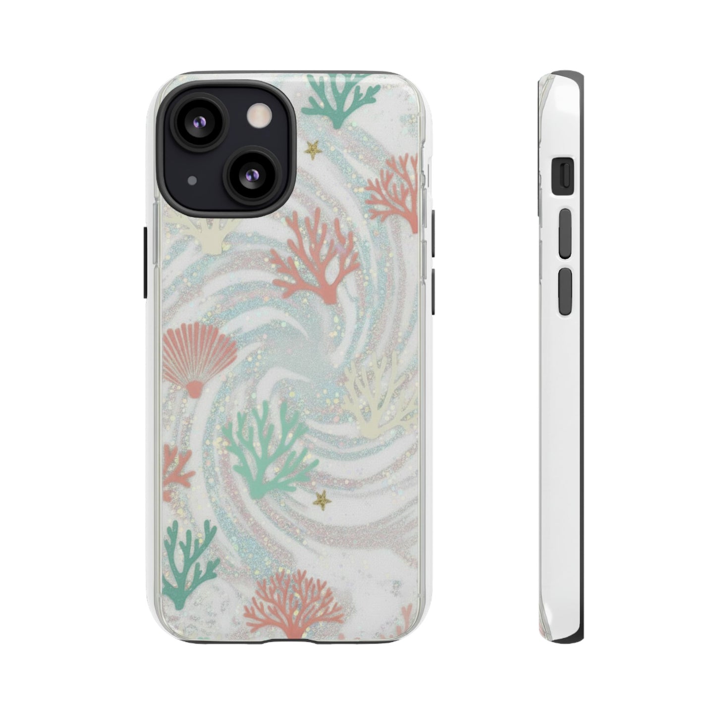 Seafoam Coral Tough Phone Case - Pastel Ocean Wave Design