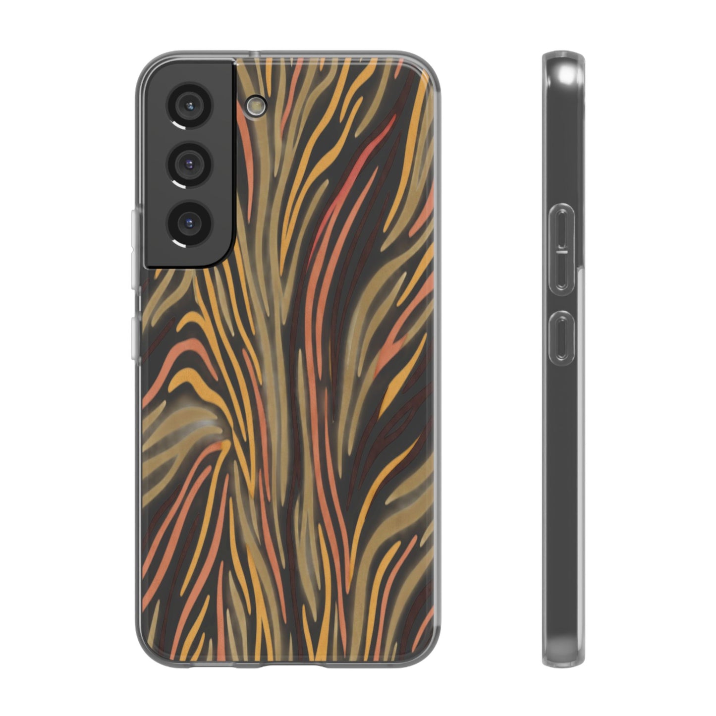 Marbled Neutral Stripe Phone Case — Abstract Beige & Terracotta Flexi Case