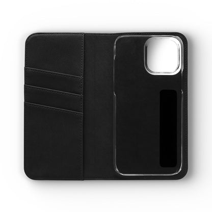 Black Cherry Blossom Flip Phone Case – Floral Wallet Flip Case with Card Slots