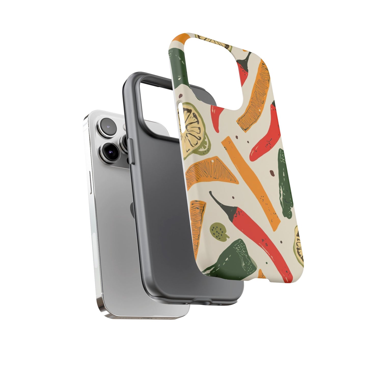 Spicy Peppers Phone Case – Colorful Chili, Lime & Citrus Pattern
