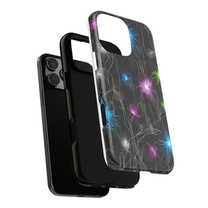 Neon Floral Tough Phone Case — Glow Flower Protective iPhone Cover