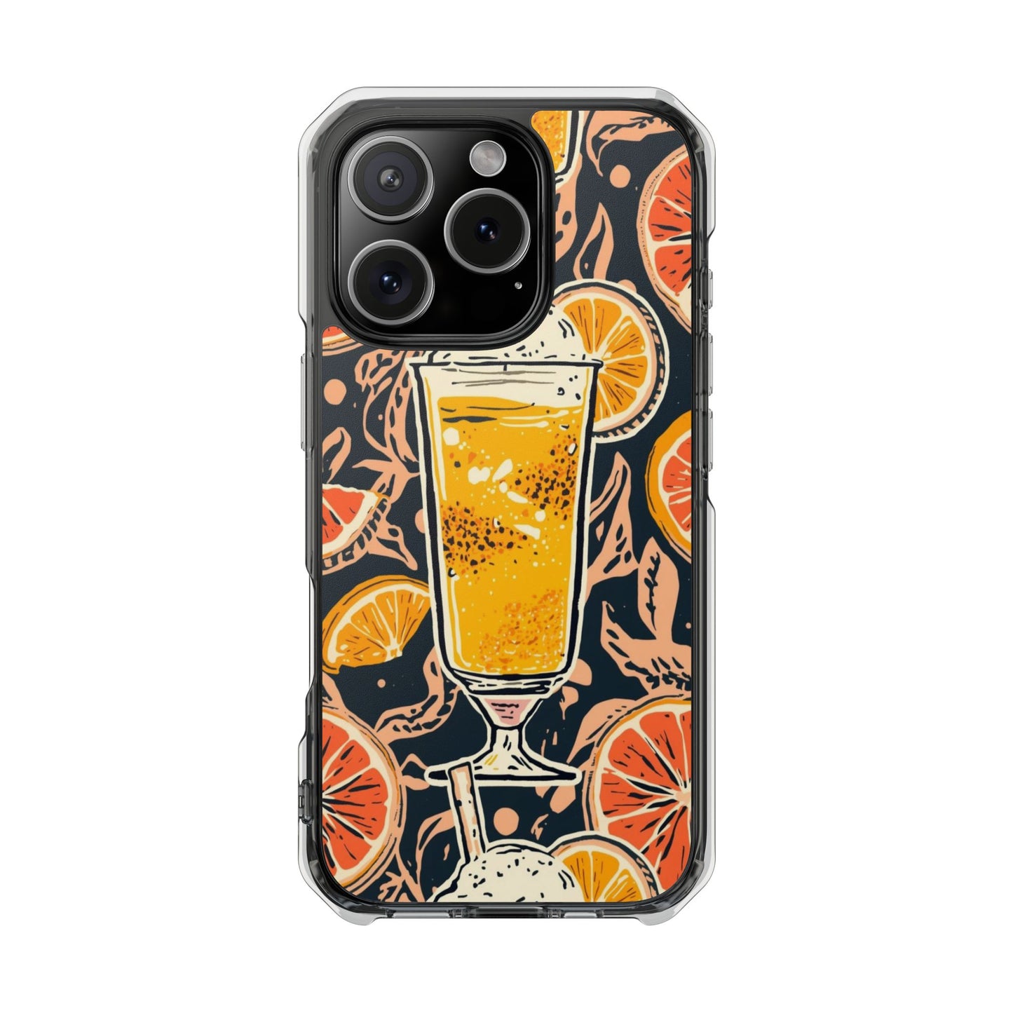 Clear Magnetic Phone Case — Citrus Beer Glass Design