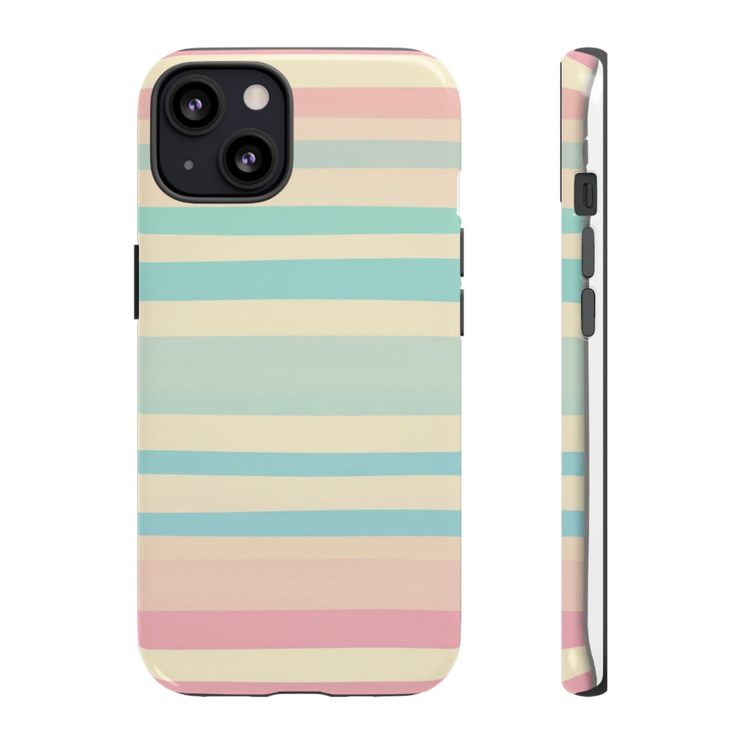Pastel Striped Tough Phone Case – Protective Retro Rainbow Design
