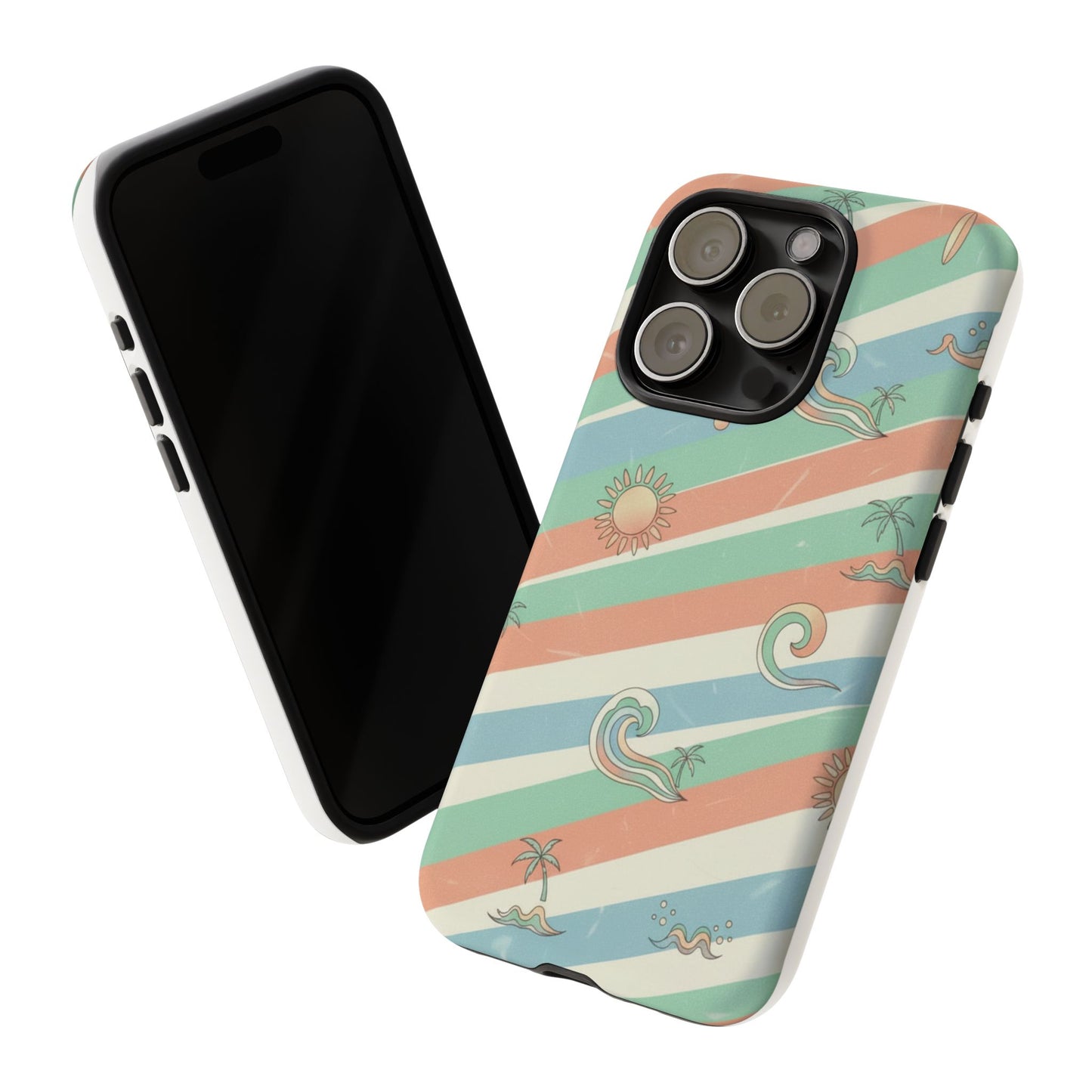 Surf Stripe Tough Phone Case — Retro Beach Waves Pattern