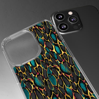 Teal Gold Leopard Clear Phone Case