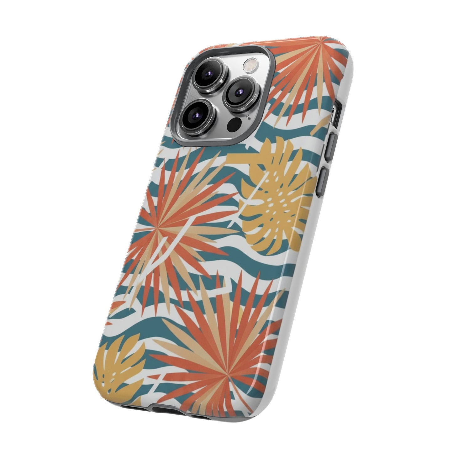 Tropical Palm Tough Phone Case – Retro Wave Floral Protective Cover