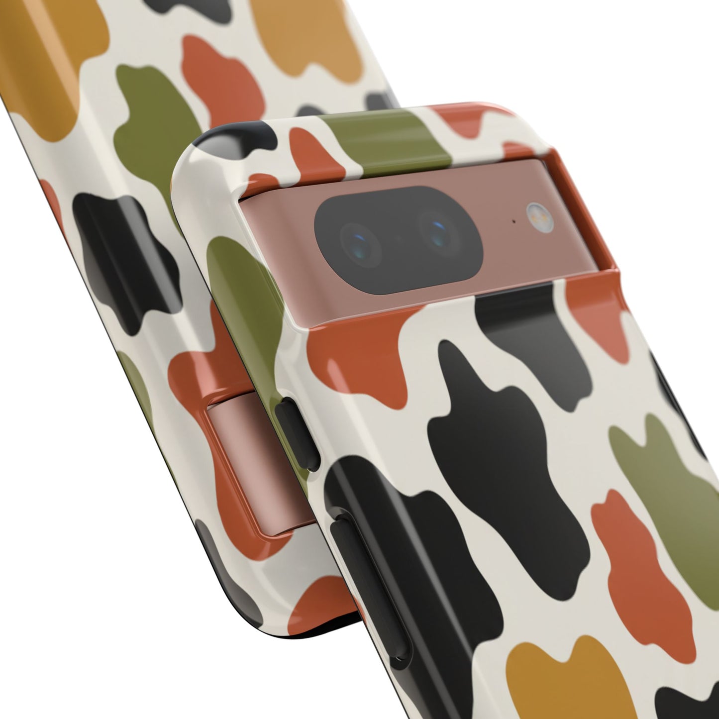Camouflage Pattern Tough Phone Case – Retro Olive, Rust & Mustard Protective Cover