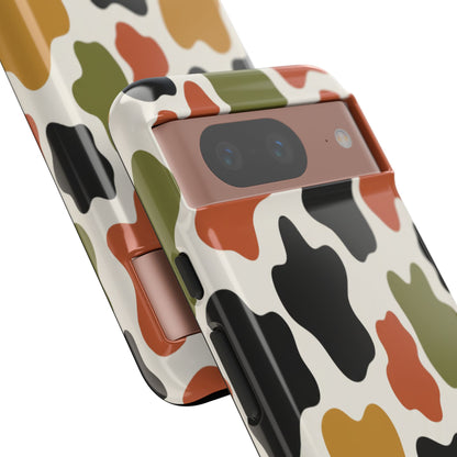 Camouflage Pattern Tough Phone Case – Retro Olive, Rust & Mustard Protective Cover