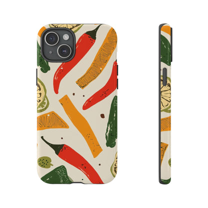 Spicy Peppers Phone Case – Colorful Chili, Lime & Citrus Pattern