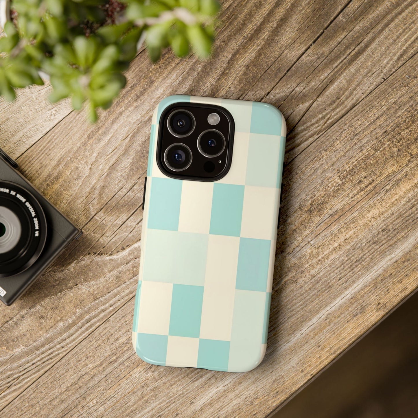 Pastel Checkerboard Tough Case – Mint & Cream Protective Phone Cover
