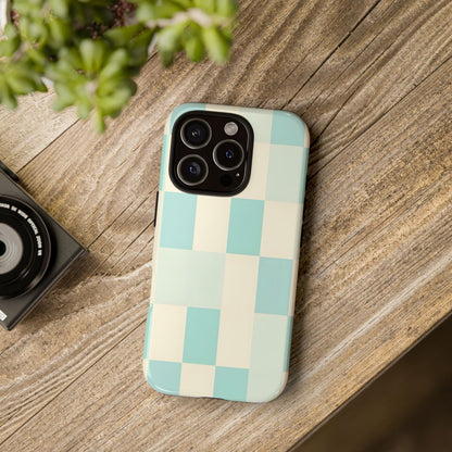 Pastel Checkerboard Tough Case – Mint & Cream Protective Phone Cover