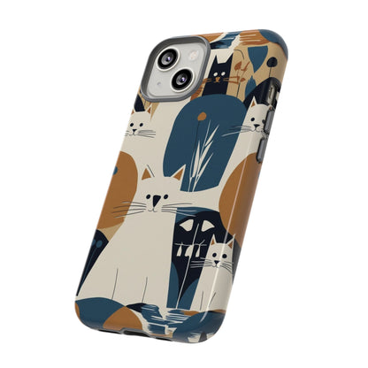 Cat Pattern Phone Case – Retro Abstract Cats Protective iPhone Cover
