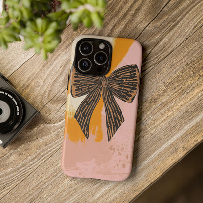Bow Brushstroke Tough Phone Case — Pink & Mustard