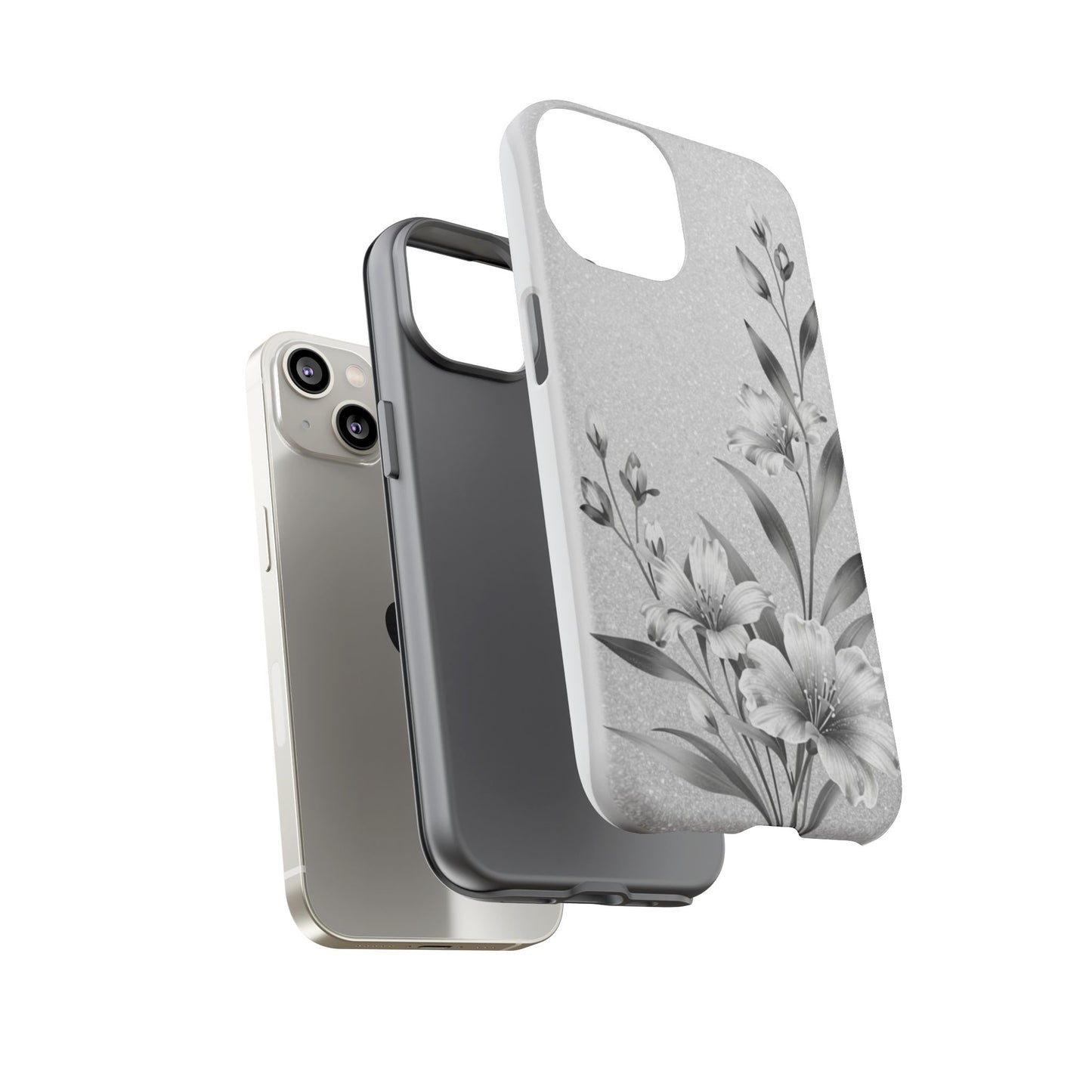 Floral Monochrome Phone Case — Elegant Black & White Lily Design