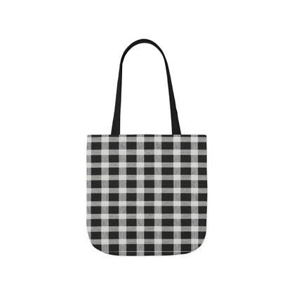 Black Buffalo Check Canvas Tote Bag — Classic Plaid Market Tote