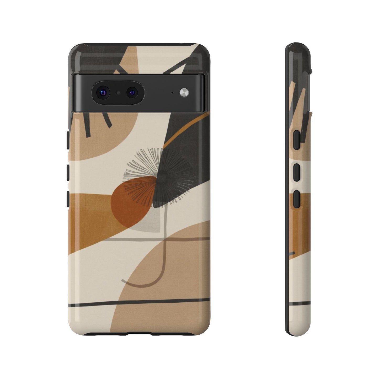 Abstract Earth Tone Phone Case — Mid-Century Minimalist Tough Case