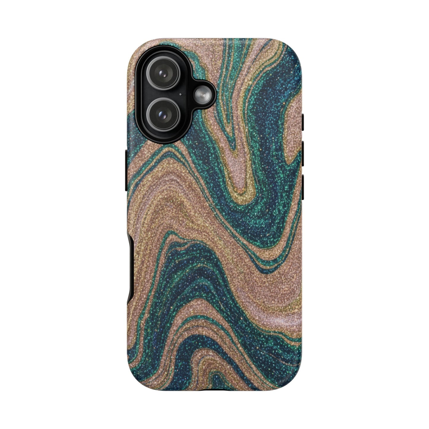 Marbled Teal & Gold Phone Case — Glitter Swirl Tough Case