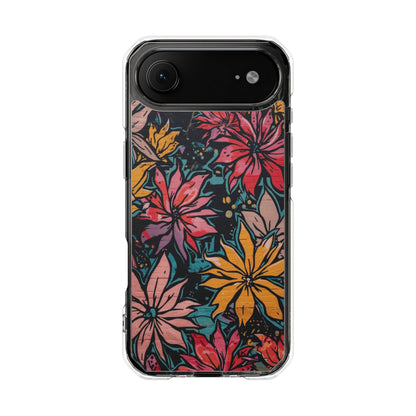 Clear Impact Phone Case — Vibrant Floral Poinsettia Design (Magnetic)