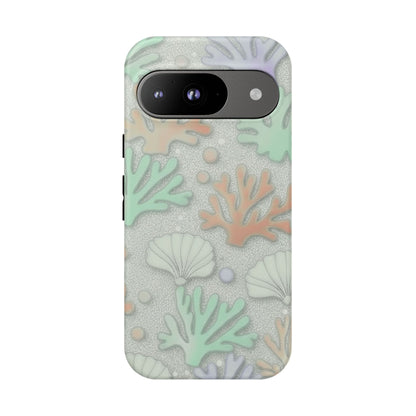 Pastel Coral Reef Tough Phone Case – Sea Shell & Coral Pattern Durable Protector