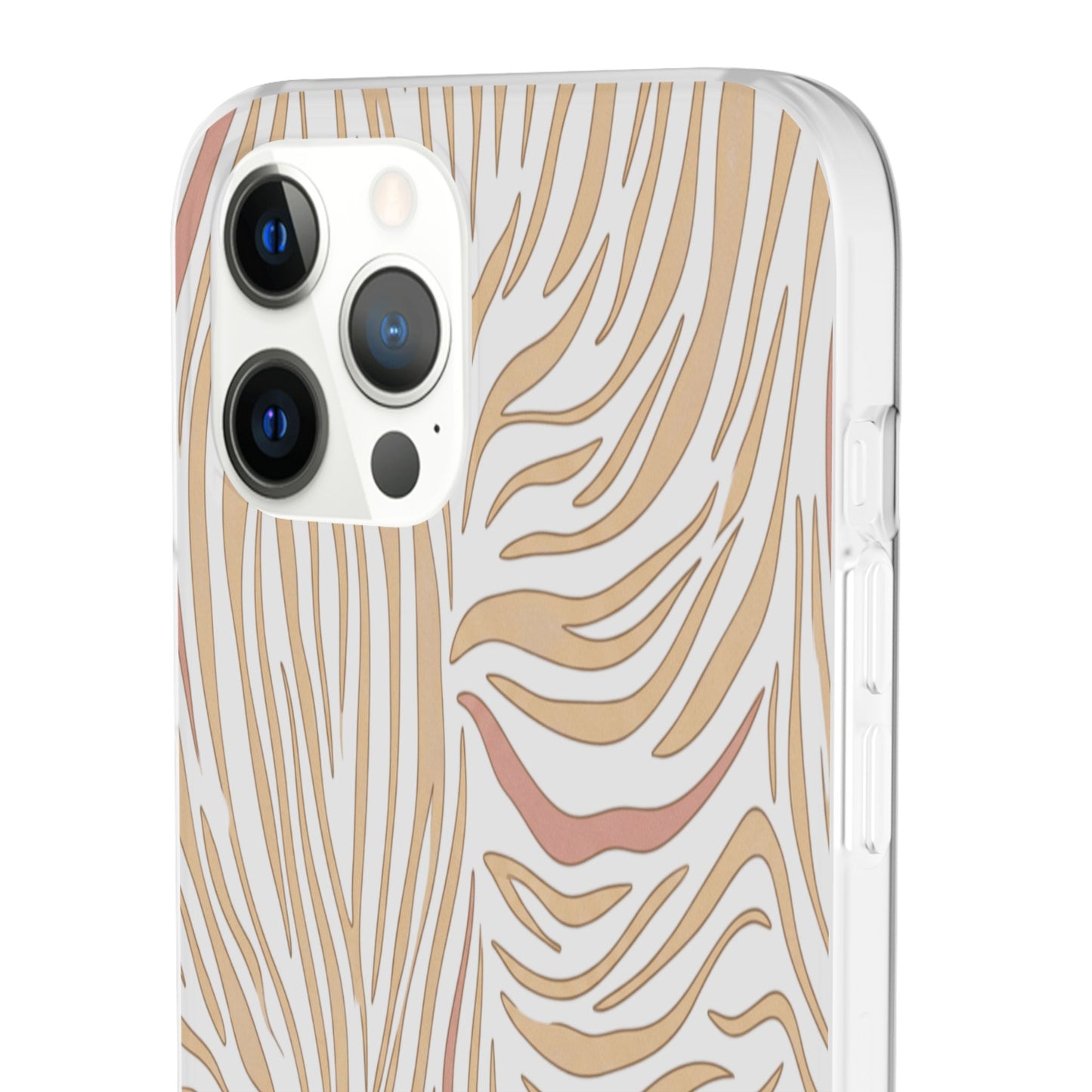 Neutral Zebra Print Flexi Case — Beige & Rose Gold Animal Pattern Phone Cover