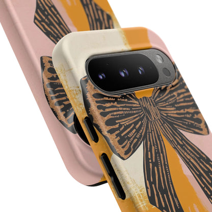 Bow Brushstroke Tough Phone Case — Pink & Mustard