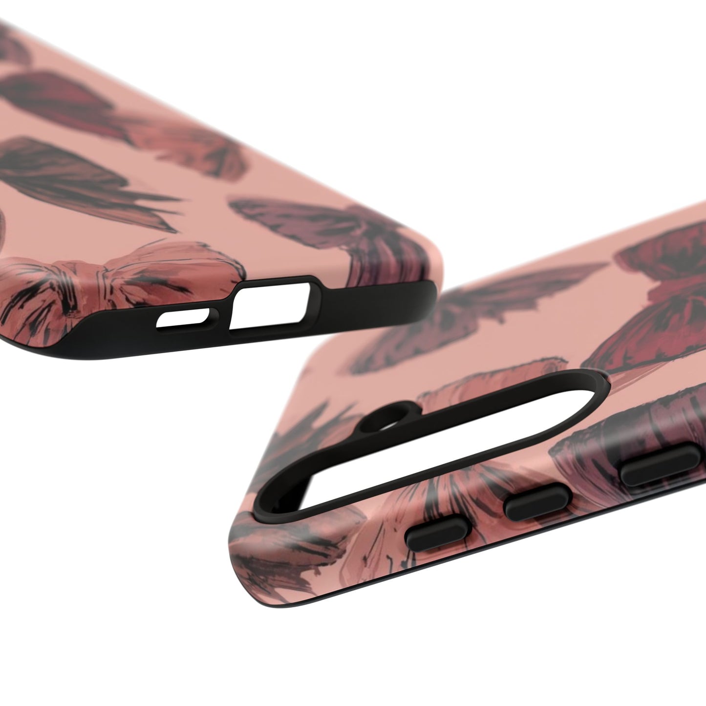 Bow Pattern Tough Phone Case — Pink Watercolor Bows Protective iPhone Cover