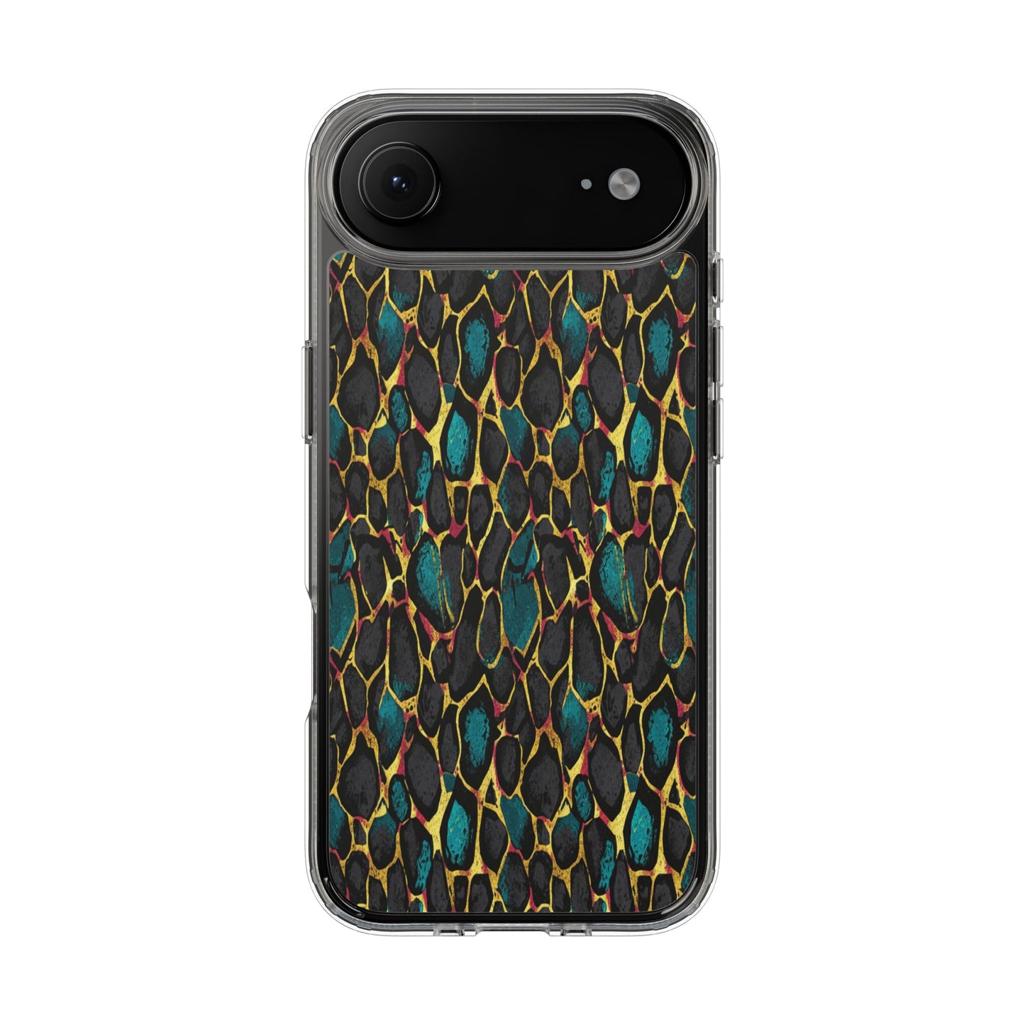 Teal Gold Leopard Clear Phone Case