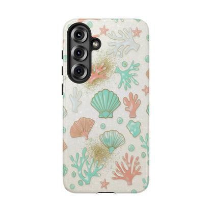 Seashell Coral Phone Case — Pastel Beach Shells Protective Tough Case