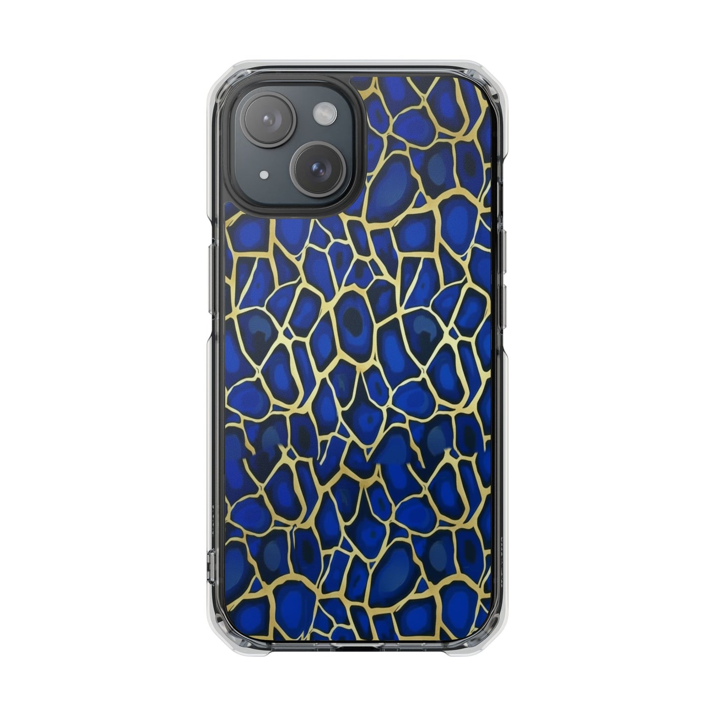 Blue & Gold Giraffe Pattern Clear Magnetic Phone Case
