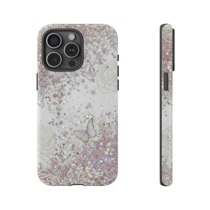 Butterfly Glitter Tough Phone Case — Floral Sparkle Protective Case