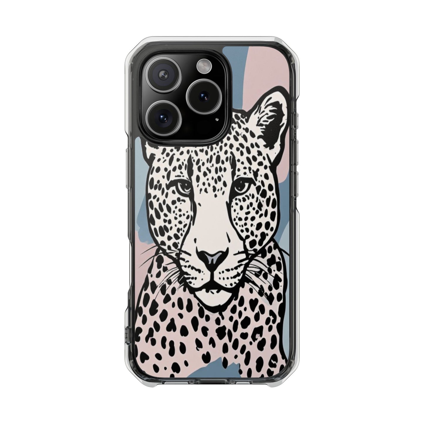 Clear Magnetic Phone Case — Leopard Art Protective Impact Cover