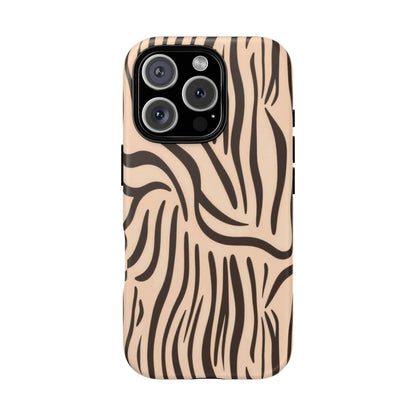 Zebra Stripe Tough Phone Case – Neutral Animal Print Protective Cover