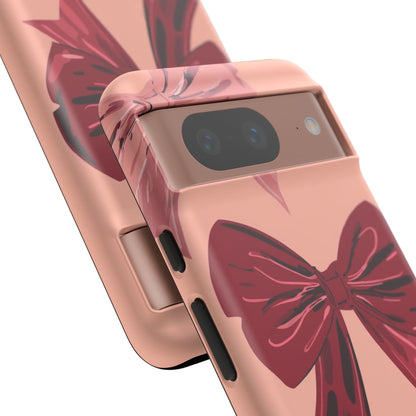 Bow Pattern Tough Phone Case — Pink, Red & Black Decorative Bows