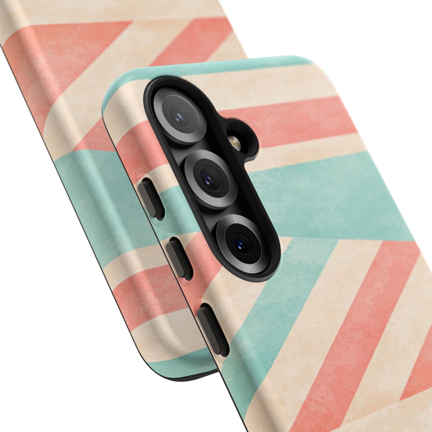 Pastel Stripes Tough Phone Case – Retro Coral & Teal Protective Cover