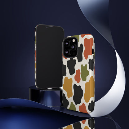 Camouflage Pattern Tough Phone Case – Retro Olive, Rust & Mustard Protective Cover