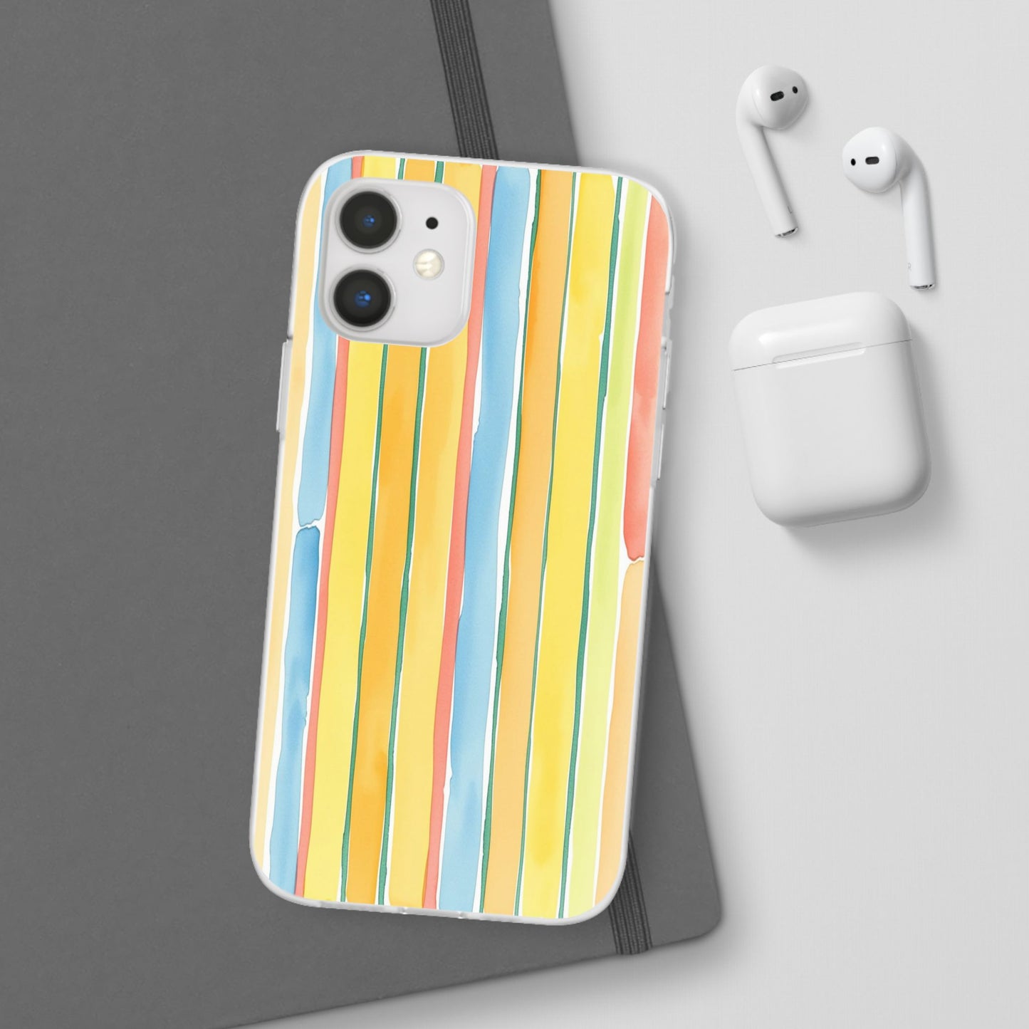 Watercolor Stripe Phone Case — Bright Pastel Vertical Stripes Protective Flexi Case