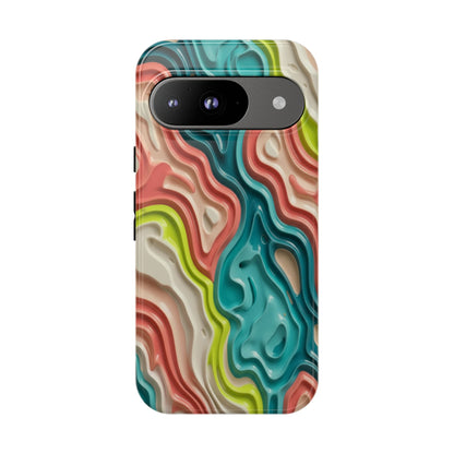 Abstract Contour Phone Case — Colorful Topographic Pattern Tough Case