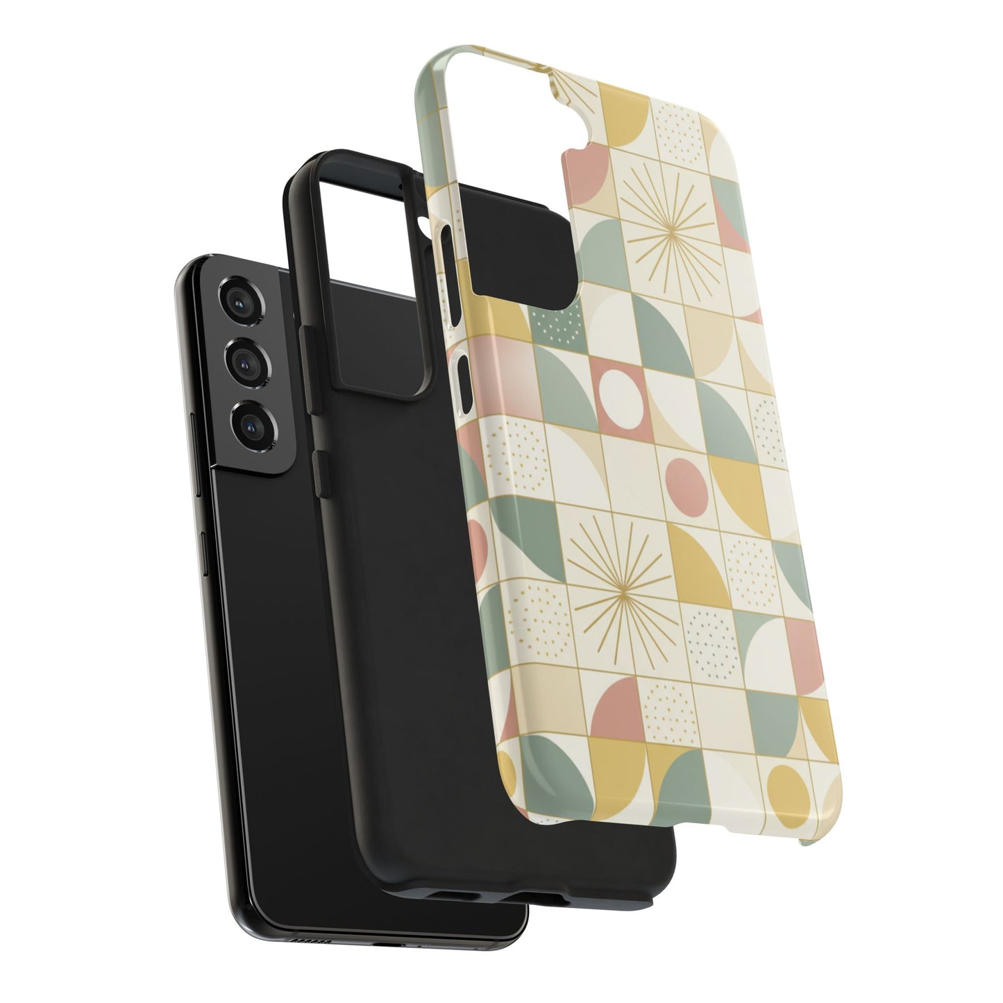 Retro Geometric Tough Phone Case — Pastel Midcentury Pattern