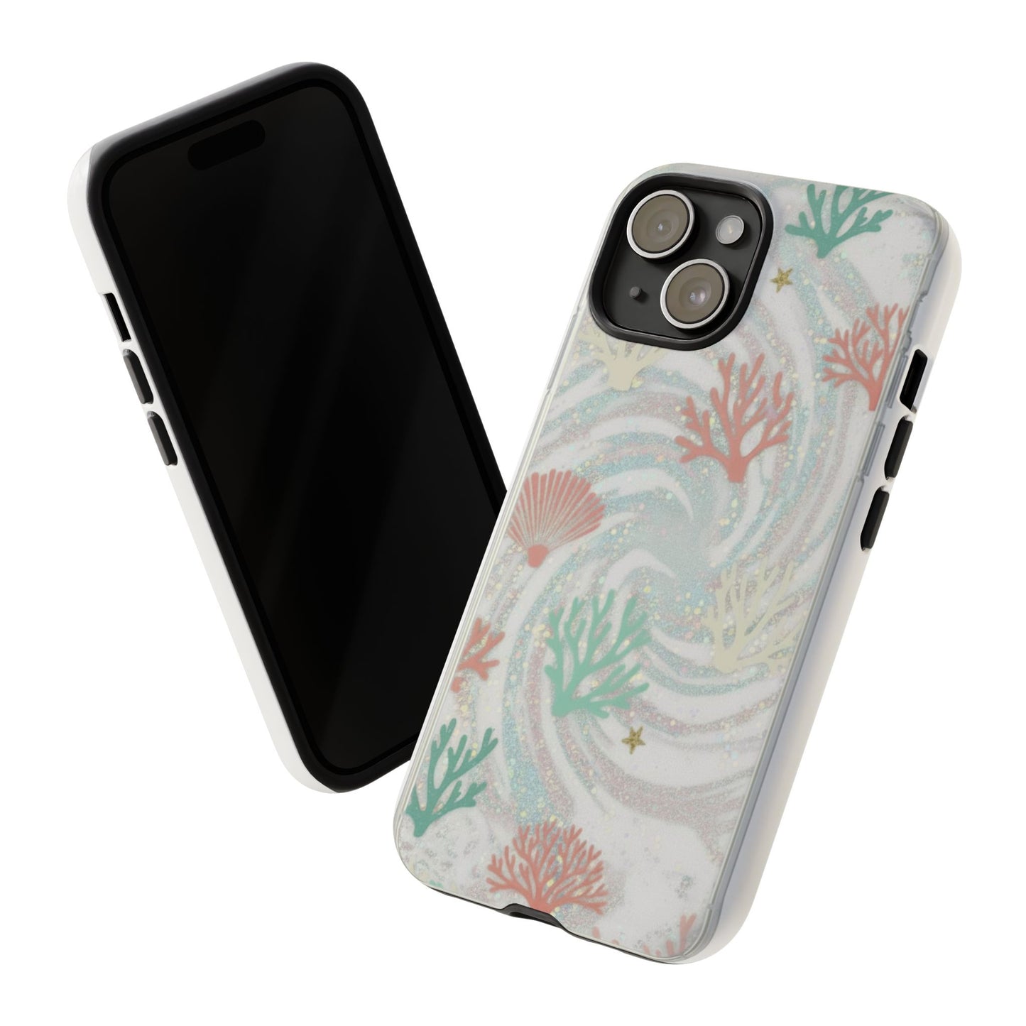 Seafoam Coral Tough Phone Case - Pastel Ocean Wave Design