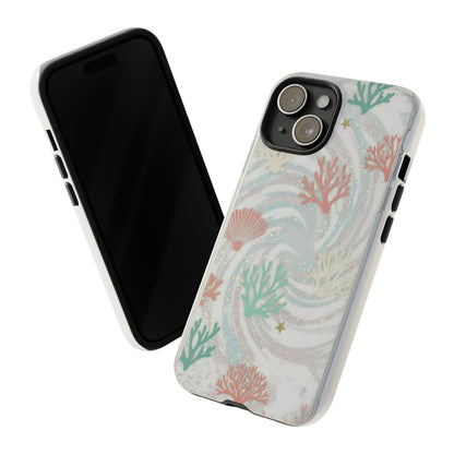 Seafoam Coral Tough Phone Case - Pastel Ocean Wave Design